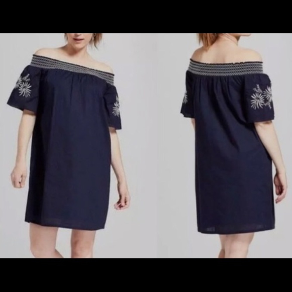 Isabel Maternity Off Shoulder Dress Blue Small